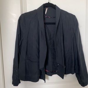 Free people black blazer light weight with a button